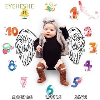 EYEHESHE Nuevo Angel Wing impreso Algodón La fotografia Manta de bebé recién nacido Foto prop Telón de fondo Hito Mensual Kids Flores números