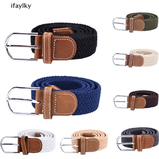 [Ifaylky] Belt For Men Elastic Waistband Canvas Buckle Braided Mens Woven Stretch Straps NYGP