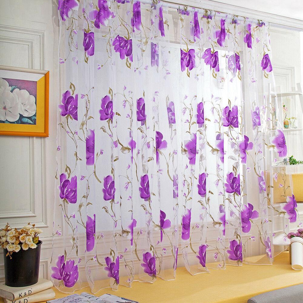 floral vides hojas de tul puerta ventana cortina cortina cortina cortina transparente bufanda valances (5)