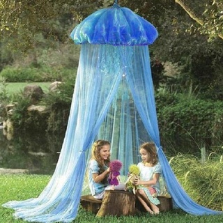 Kids Room Gauzy mosquitera cama dosel cuna cortina cortina juego tienda azul