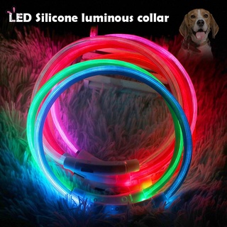 Precioso LED Usb Collar de perro mascota perro Collar noche perro collares brillante luminoso recargable LED seguridad nocturna intermitente brillo ~