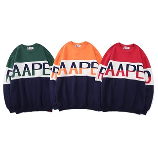 Otoño nueva camisa AAPE hombres mujeres otoño ropa deportiva letra impresión Casual abrigo moda algodón por un mono de baño suéter