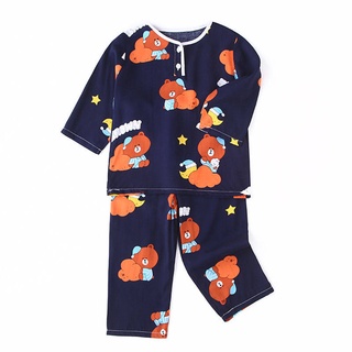 pijama Ropa de ninos Pijamas infantiles verano fino manga larga conjunto niños algodón seda bebé aire acondicionado ropa algodón seda grande para niños