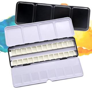 Vacío acuarela pintura caja caja paleta de pintura de almacenamiento completo sartenes medias sartenes para pintura de arte (1)