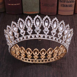 lujo barroco tiara y corona cristal diamantes de imitación círculo completo reina novia joyería diadema boda novia acceso al cabello (4)