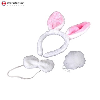 banda para el cabello con orejas de conejo/corbata de mariposa/cola de conejo/disfraz/accesorios/rosa blanca