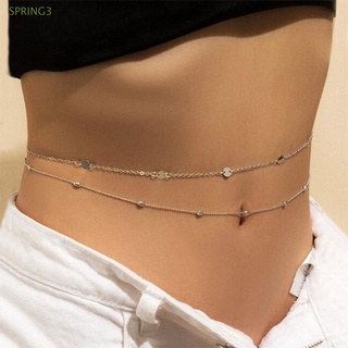 SPRING3 New Gift Sequins Belly Chain Accesspries Shiny Trendy Double Layer Fashion Bikini Belts Body Jewelry for Women Waist Link Necklaces Multi Chain