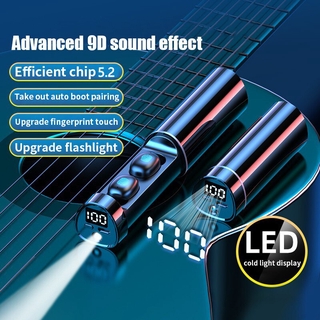 audífonos inalámbricos Bluetooth 5.2 a prueba De agua 9d Estéreo Hifi Bass con linterna