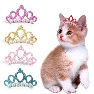 [Productos Para Mascotas] [Perla En Forma De Corona Horquillas Para Perros Pequeños Y Gatos Suministros