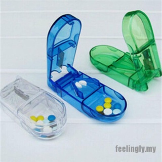 {feel} Cortador de pastillas de moda divisor medio compartimento de almacenamiento caja de medicina Tablet titular