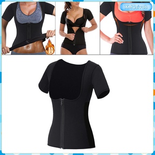 [Ready Stock] Womens Waist Shaper T Shirt, Waist Trimmer Workout Sweat Sauna Suit, Body Fat Burner Ab Exercise Trainer for Weight