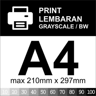 Impresión - impresión de hojas - BW/blanco negro/escala de grises - tamaño máximo A4 (210x297) - sin volumen)