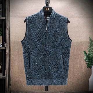 Otoño e invierno, además de terciopelo, cárdigan de punto grueso, talla grande, gráficos geométricos casuales, chaleco gordo, chaqueta de suéter (5)
