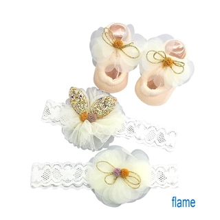 Dandelion-4 pzas set De zapatos De bebé con correa De cabeza De encaje floral+Vestido De Princesa Para niñas