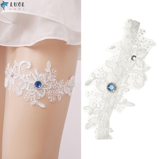 luolain ligueros de boda para mujeres y niñas elegante encaje elástico blanco liguero regalos diamantes de imitación liguero nupcial