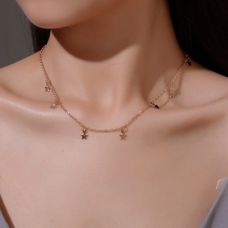 Collar de patrón geométrico de moda europea y americana Metal Simple XINGX Cadena de clavícula Mujer Viento frío Collar de estrella de cinco puntas
