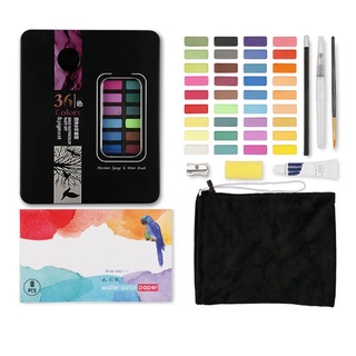 ghulons juego de pintura de acuarela sólida de 36 colores con pincel de agua pluma acuarela pintura pigmento (3)