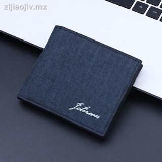 ✁men s wallet male short Japanese and Korean simple student personality horizontal canvas wallet casual youth ultra-thin small wallet