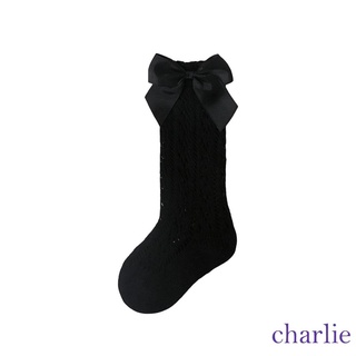 ♂Cv✨Calcetines para niños, Color sólido hueco medias de tubo largo calcetines con lazo para el verano, 0-3 años