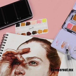 [Oemperout] caja de estaño de 12 colores de piel de acuarela sólida pintura de Color de agua para retratos dibujo (8)
