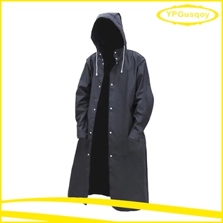Men Women Long Raincoat Waterproof Reusable Rain Poncho with Hood Hiking Fishing Long Sleeve Rain Jacket with Button