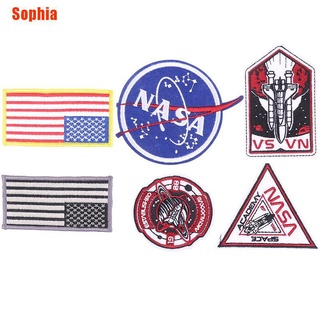 [Sophia] parche de bordado de vectores del programa astronauta del centro espacial de la NASA emblema de la insignia