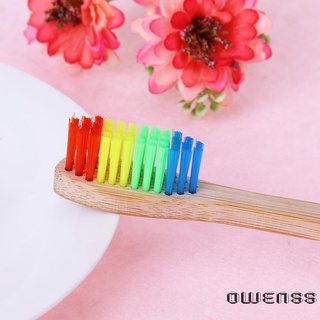 (Owenss) 5/15/20 pzs cepillos de dientes de bambú arcoíris cepillos de dientes de cerdas suaves herramientas para mango de madera