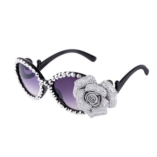 [[2]] gafas de fiesta de fantasía/disfraz/novedad/lentes de sol/rosa/plata/flor