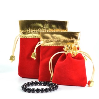 larina 12pcs joyería bolsa de oro borde boda favor cordón bolsa de regalo de lana pack de franela rojo terciopelo/multicolor (7)