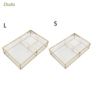 Dudu - joyero geométrico de cristal transparente para joyas, organizador de mesa, plantas suculentas, contenedor de joyas para el hogar