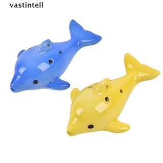 [vastintell] Mini dolphin 6Hole Professional Ocarina CeramicFlute Instrument Gift Collectible . (6)