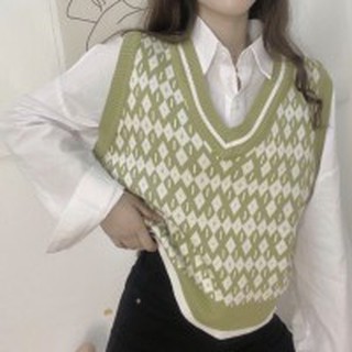 Cuello en v chaleco de punto/último estilo coreano Vintage de las mujeres chaleco de punto
