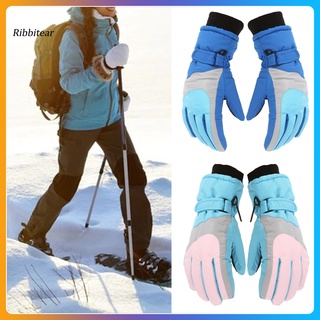 RI* Knitted Fabric Outdoor Gloves Waterproof Fleece Winter Sport Gloves Wear Resistant for Kids