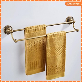 [listo stock] toallero doble barra de acero inoxidable hardware montado en la pared estante accesorio perfecto para baño o cocina (3)