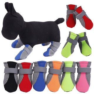 4 piezas de zapatos para perros y gatos de malla transpirable para cachorros al aire libre de suela blanda (5)