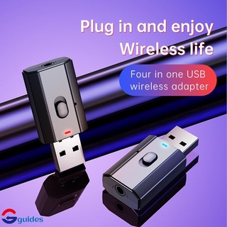 Guías 5.0 Adaptador Bluetooth USB Inalámbrico Transmisor Receptor De Música Audio Para PC TV Coche Manos Libres 3.5 Mm Auxiliar