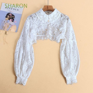 SHARON Ropa y accesorios Collar falso Vestido de suéter Mantón blanco Media camisa Desmontable Alta calidad Encaje de algodón Para mujeres Solapa Falso (1)
