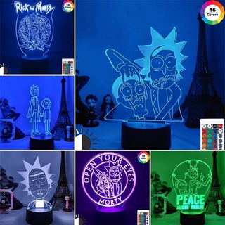 Lámpara 3d Rick y Morty luz Anime LED acrílico lámpara LED figura iluminación hogar decoración lámpara niños regalos