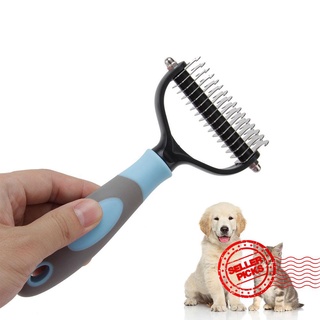 mascotas depilación peine nudo cortador cepillo de doble cara aseo gato limpiador derramamiento peine de pelo l5f9