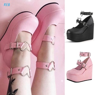 REB Bombas Cuñas Tacones Altos De Moda Plataforma Lolita Gótico Zapatos Mujer