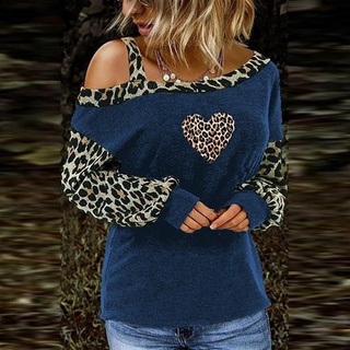 1Pc Women's Long Sleeve Tops Plus Size Ladies Loose Autumn Casual Leopard Print (3)