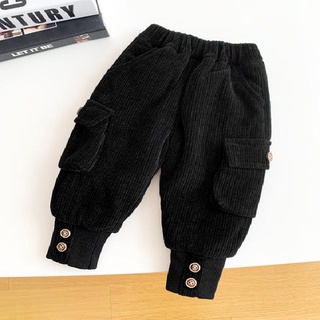 Pantalones De Niños Engrosado Invierno Versión Coreana Estilo Occidental Exterior Desgaste De Algodón Bebé Pana