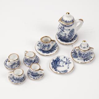 15 piezas mini juego de té de porcelana con estampado floral para casa de muñecas en miniatura (4)