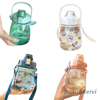 gumu lindo botellas de agua con paja 1100/1600ml gran capacidad niñas niños botella de agua taza de agua jarra de agua con correa de hombro