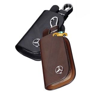 Cuero de la pu de la llave del coche de la bolsa de la cremallera de gran capacidad de la llave de la bolsa para Mercedes Benz W212 W220 W205 W222 W123 W255 llave caso cubierta titular de la llave llavero colgante (1)