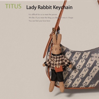 TITUS Creativo Llavero de conejo Lindo Decoración colgante de bolso Llavero de estilo coreano Tela Niños Suave Colgante de muñeca animal Gracioso Accesorios de automóviles para niñas