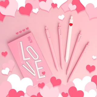 Mohamm 5pzas/paquete de 0.5Mm Love alfabet Set de bolígrafos de Gel Lovely para estudiantes creativos útiles escolares regalos para chicas