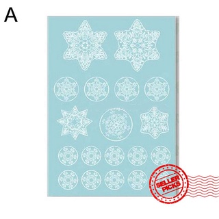 pegatinas de navidad de doble cara conjunto de color blanco copo de nieve vidrio decoración de navidad pegatinas w6a0