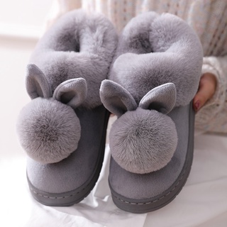 2021 nuevo otoño invierno algodón zapatillas conejo oreja casa zapatillas interior invierno caliente zapatos para mujer lindo plus zapatillas de felpa (3)