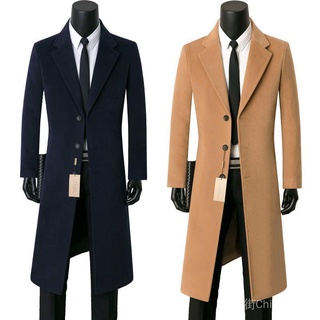 Chinatown Ready Stock Abrigo de lana ropa de hombre abrigo grueso gabardina de longitud media chaqueta delgada para hombre capa de estudiante joven (1)